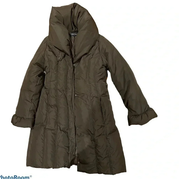 Coffee shop chocolate brown puffer down  jacket Sz L - Picture 1 of 16